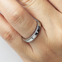 『アクアマリン石のペアリング』 結婚指輪　記念日 刻印ＯＫ＊*マリッジリング　ステンレス 3枚目の画像