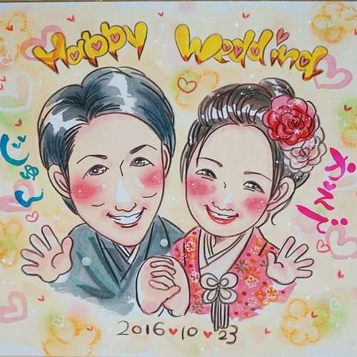 キュートな似顔絵＊額つき！2名書き/ウェルカムボードに・結婚