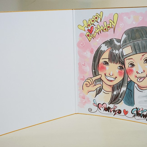 キュートな似顔絵＊額つき！2名書き/ウェルカムボードに・結婚