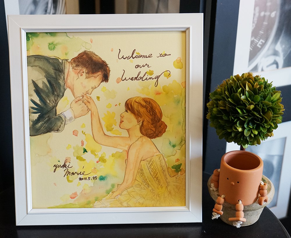 清楚でリアルな似顔絵＊額つき！２名書き/ウェルカムボードに・結婚式に・玄関のインテリアに