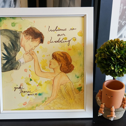 清楚でリアルな似顔絵＊額つき！2名書き/ウェルカムボードに・結婚式