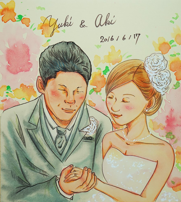 清楚でリアルな似顔絵＊額つき！２名書き/ウェルカムボードに・結婚式に・玄関のインテリアに 7枚目の画像