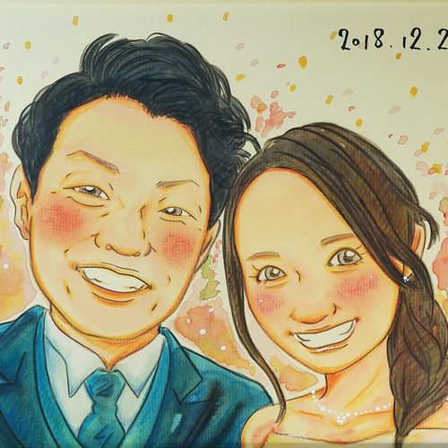 清楚でリアルな似顔絵＊額つき！2名書き/ウェルカムボードに・結婚式