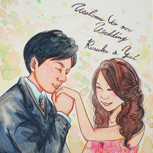清楚でリアルな似顔絵＊額つき！2名書き/ウェルカムボードに・結婚式