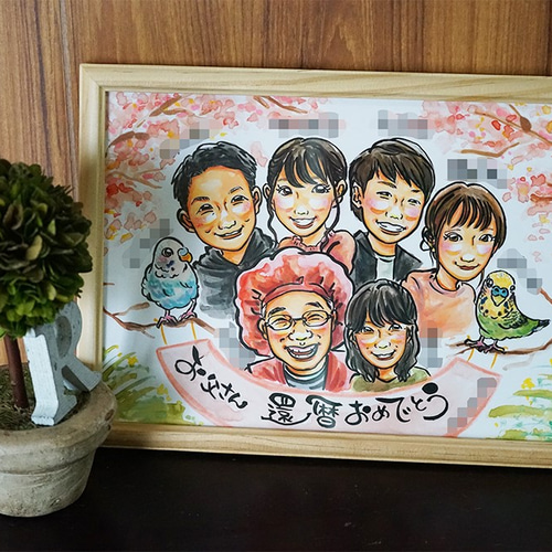 似顔絵大集合♪】10名まで＊ご家族・サークル・飲み仲間で＊ホワイトの