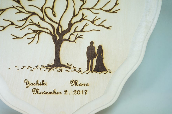 &lt;蜂蜜心型&gt;婚禮樹L尺寸♪80-100人通信·木製歡迎板，結婚禮物 第9張的照片