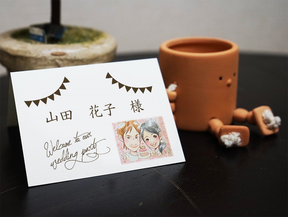 【似顔絵席札・１枚90円】カードタイプ・ネームタグ・原画付き♡50枚セット