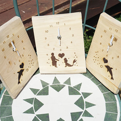 天然木材製成的配對時鐘♪父母雙方+ 3件套♪ 第6張的照片
