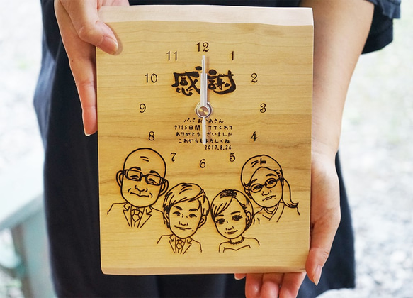 天然木材製成的配對時鐘♪父母雙方+ 3件套♪ 第5張的照片