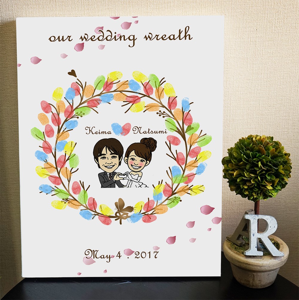 キャンバスウェルカムリース似顔絵付き・Lサイズ・70～90名様相当対応