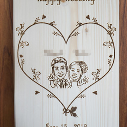 A4尺寸漫畫，木製婚禮花環，心形90人 第3張的照片