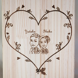 A4尺寸漫畫，木製婚禮花環，心形90人 第6張的照片