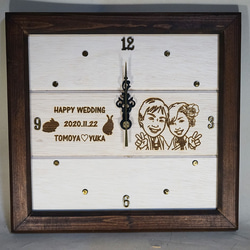 木製方形時鐘（方形時鐘）帶有漫畫♪也在歡迎板上♪ 第3張的照片