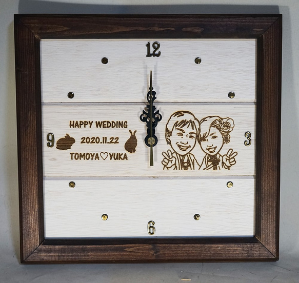 木製方形時鐘（方形時鐘）帶有漫畫♪也在歡迎板上♪ 第3張的照片