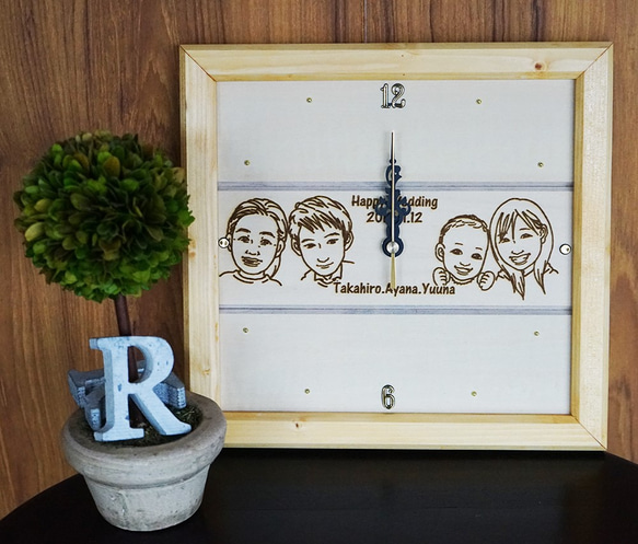 木製方形時鐘（方形時鐘）帶有漫畫♪也在歡迎板上♪ 第7張的照片