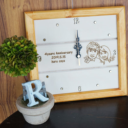 木製方形時鐘（方形時鐘）帶有漫畫♪也在歡迎板上♪ 第9張的照片