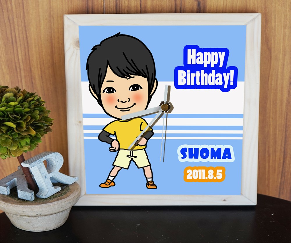 似顔絵木製時計フルカラー☆ウェルカムボードにも♪