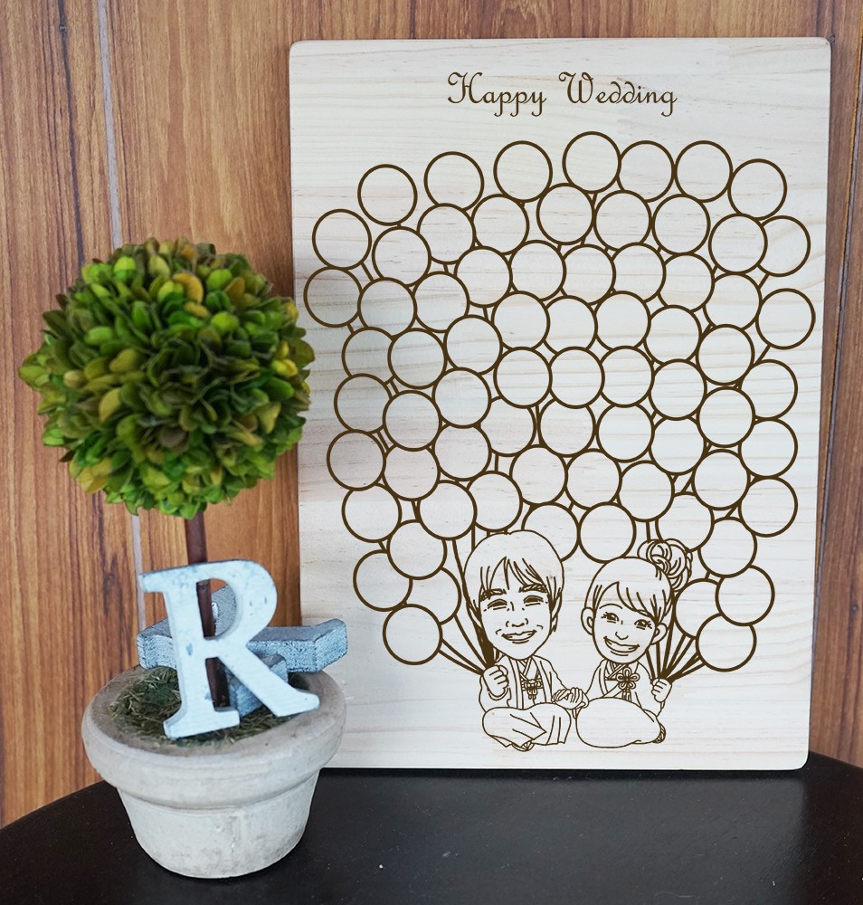 記入するだけ♪B4サイズ・似顔絵ウェルカムボードツリー・バルーンタイプ・100～120名様用