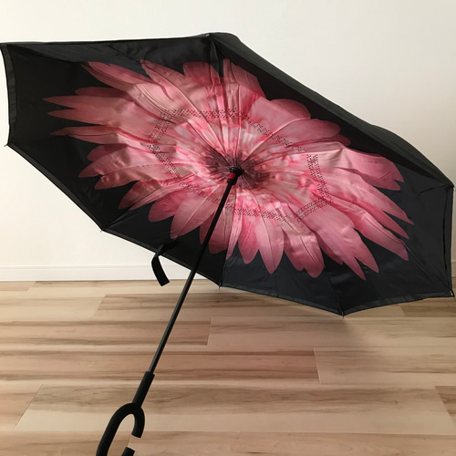 SALE】逆さに開く 逆さ傘 花柄 ピンク1 傘 日傘 雨傘 長傘 晴雨