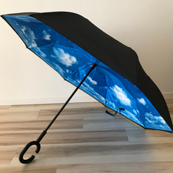 逆さに開く 逆さ傘 花柄 青空2 傘 日傘 雨傘 長傘 晴雨兼用 おしゃれ UVカット 2枚目の画像
