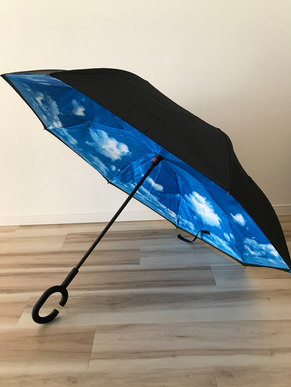 逆さに開く 逆さ傘 花柄 青空2 傘 日傘 雨傘 長傘 晴雨兼用 おしゃれ UVカット 2枚目の画像