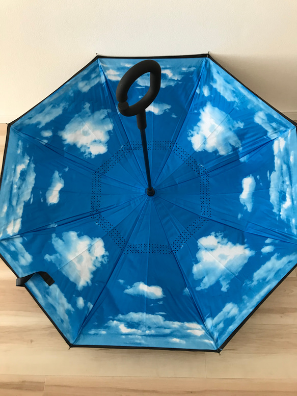 逆さに開く 逆さ傘 花柄 青空2 傘 日傘 雨傘 長傘 晴雨兼用 おしゃれ UVカット 3枚目の画像