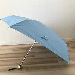折り畳み傘 日傘 晴雨兼用 ライトブルー 軽量 雨傘 傘 UVカット おりたたみ傘 UPF50＋ 3枚目の画像