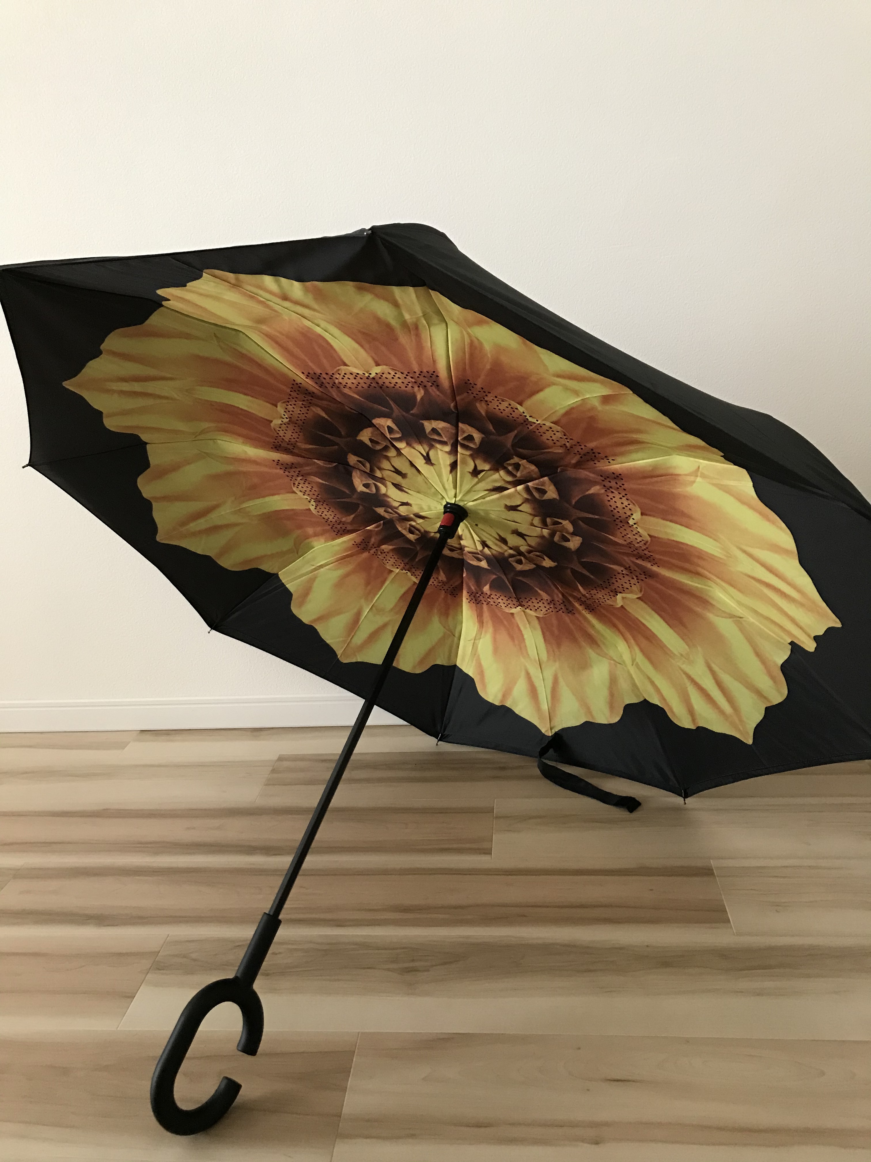 鍔 花と傘のデザイン 2個セット SALE】逆さに開く 逆さ傘 花柄 花/黄色 傘 日傘 雨傘 長傘 晴雨