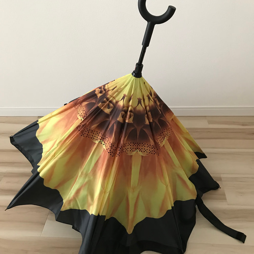SALE】逆さに開く 逆さ傘 花柄 花/黄色 傘 日傘 雨傘 長傘 晴雨