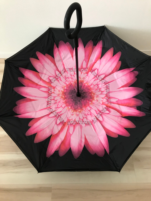 傘 逆さに開く 逆さ傘 花柄 花/ピンク2 傘 日傘 雨傘 長傘 晴雨兼用 おしゃれ UVカット 3枚目の画像