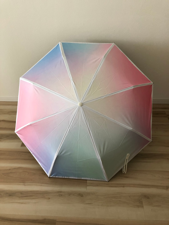 日傘 雨傘 折りたたみ傘 晴雨兼用 UVカット 紫外線対策 虹 レインボー A1 3枚目の画像