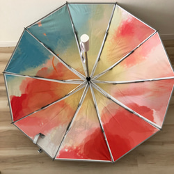 日傘 雨傘 折りたたみ傘 逆さ傘 晴雨兼用 ワンタッチ自動開閉 UVカット 虹 グラデーション B1 3枚目の画像