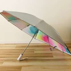 日傘 雨傘 折りたたみ傘 逆さ傘 晴雨兼用 ワンタッチ自動開閉 UVカット 虹 グラデーション B4 2枚目の画像