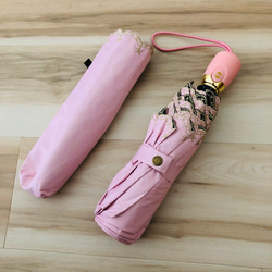 【SALE】日傘 雨傘 折りたたみ傘 晴雨兼用 ワンタッチ自動開閉 UVカット ピンク C1 6枚目の画像
