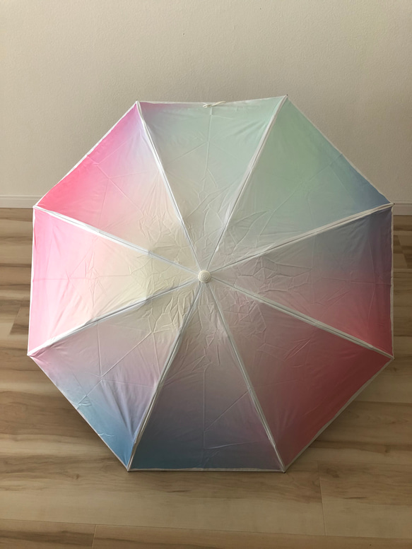 日傘 雨傘 折りたたみ傘 晴雨兼用 UVカット 紫外線対策 虹 レインボー A5 4枚目の画像