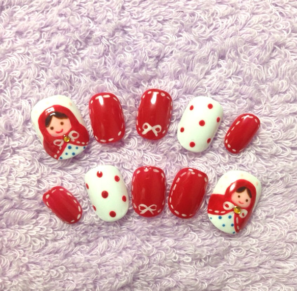 【専用】オーダーネイルチップ　ハンドメイドネイルチップ　4点 新品未使用】ハンドメイド ネイルチップ 43 立体お花 星 ピンク 現品