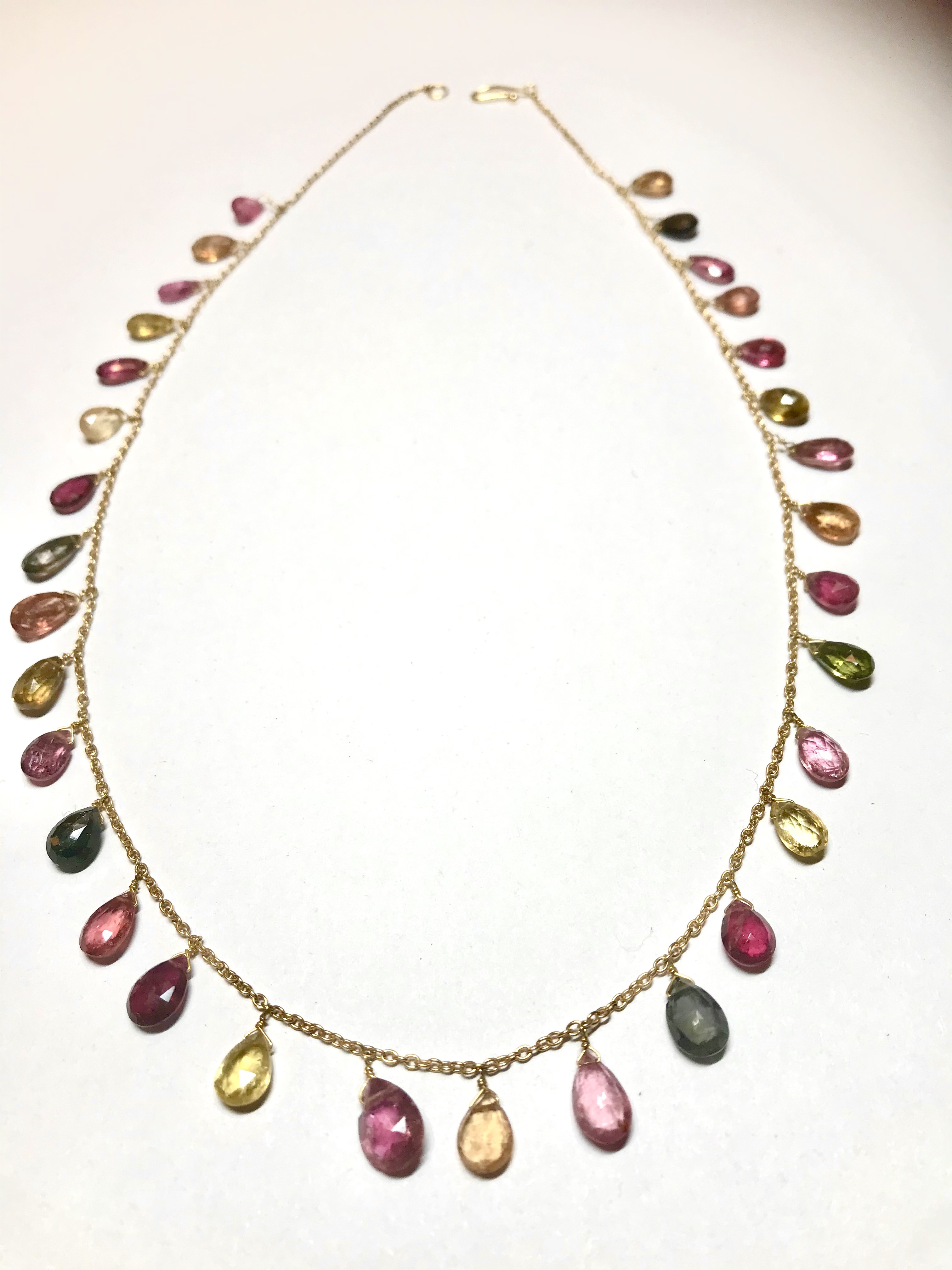 マルチカラーネックレス　18金