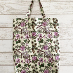 ちょっぴり懐かしい花柄のショッピングバッグ　ピンク×ブラウン 1枚目の画像