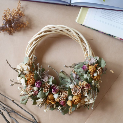 ◆ドライフラワーリース◇ナチュラル◇プレゼント 楽天市場】ナチュラルリース ドライフラワー風 インテリア ギフト