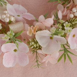 SALE! Light Pink elegance アーティフィシャルフラワーリース、雛祭り、春のリース 2枚目の画像