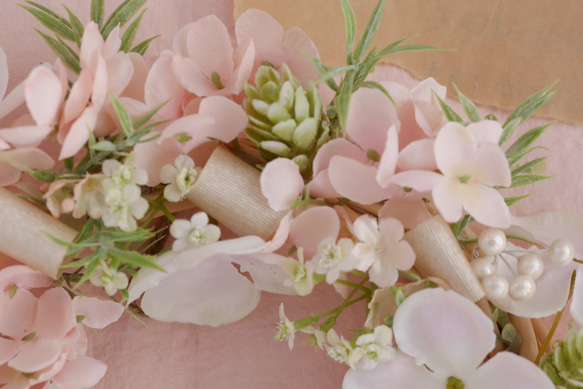 SALE! Light Pink elegance アーティフィシャルフラワーリース、雛祭り、春のリース 4枚目の画像