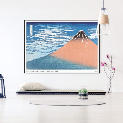 【浮世絵貼り絵アート】葛飾北斎　冨嶽三十六景　凱風快晴　オマージュ／和モダン 浮世絵貼り絵アート】葛飾北斎 冨嶽三十六景 凱風快晴
