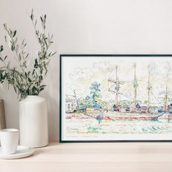 ポール・シニャック Paimpol | AP118 | アートポスター 絵画 名画 船 ボート ヨット 雲 海 港 自然 5枚目の画像