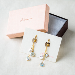 14kgf*淡水パールのソフトタッチクリップイヤリング ３連パール <Shirosumire earrings> 1枚目の画像