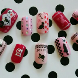 ネイルチップ ☆ モンチッチ vs にゃんちっち ピンク ゼブラ ☆ ネイル