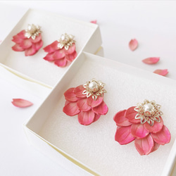 桜さくら2021*ピンクの花びらいっぱい/揺れない革花ピアス