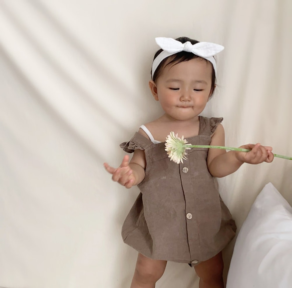 【2way ぽこぽこ ガーゼ ヘアバンド】リボン　ベビー　赤ちゃん　キッズ　子供　うさ耳　ヘアアクセサリー　1歳　誕生日 1枚目の画像
