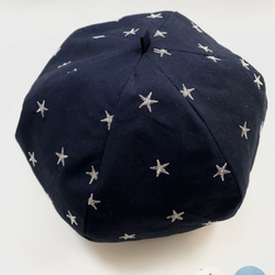 【受注生産】刺繍スターベレー帽 ネイビー 1枚目の画像