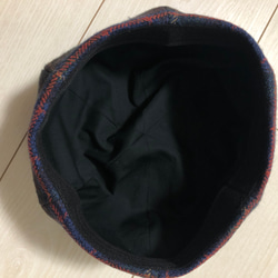 【受注生産】ネイビー×グリーンツイードチェックベレー帽 2枚目の画像