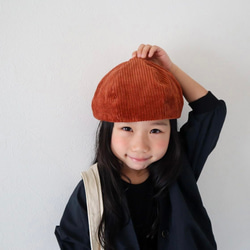 【受注生産】コーデュロイベレー帽　テラコッタ 3枚目の画像